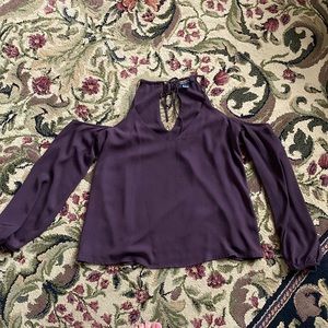 Purple long sleeve top with cold shoulder cut outs